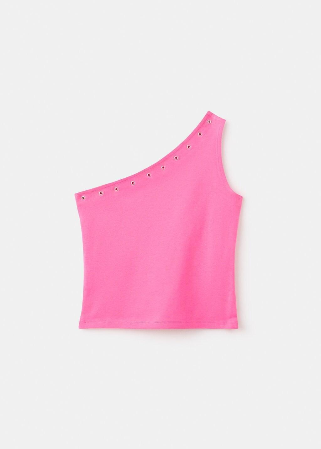 Pink Asymmetric Eyelets Top, Kids Girls, 0201_86, large image number 1