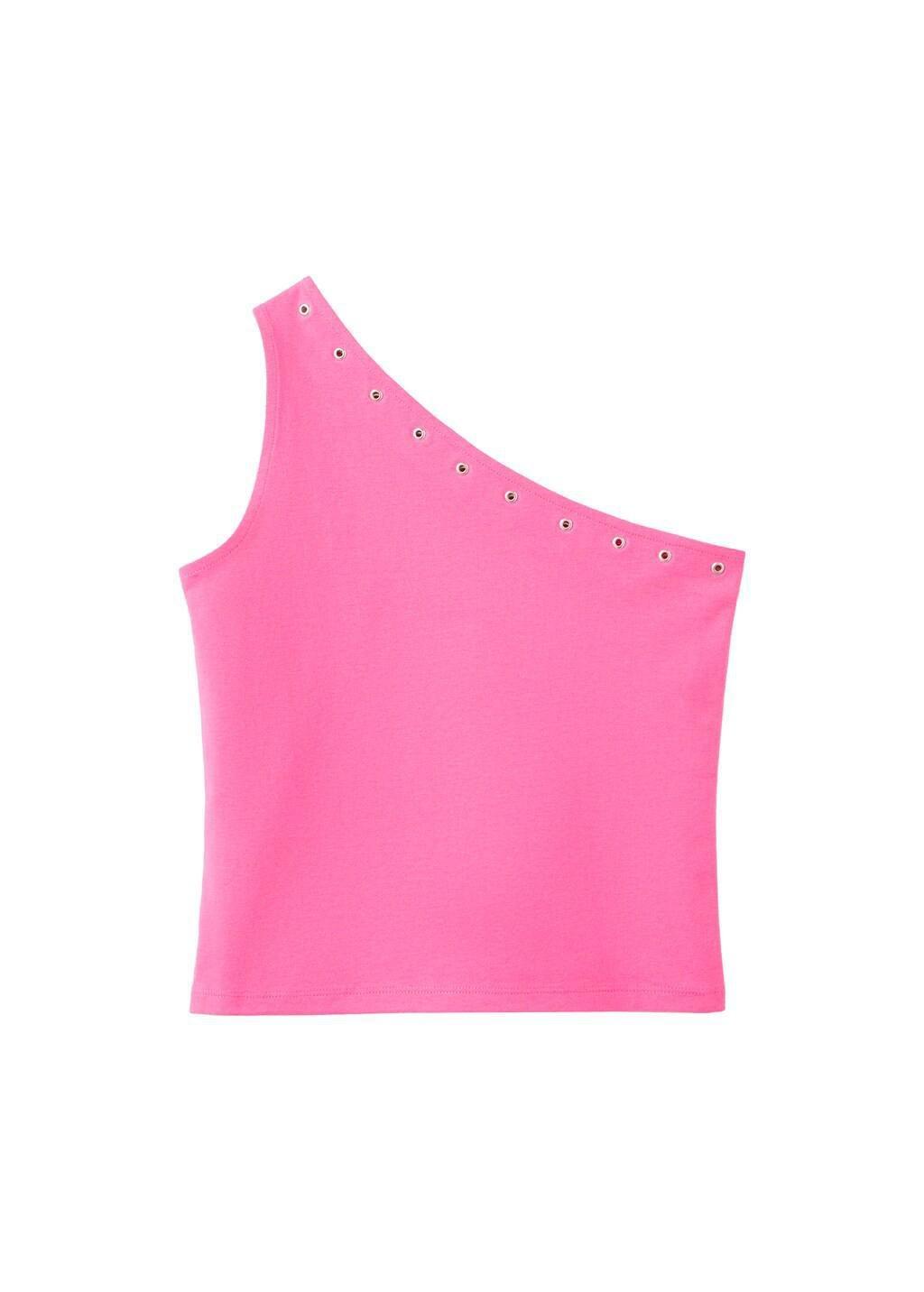 Pink Asymmetric Eyelets Top, Kids Girls, 0201_86, large image number 4