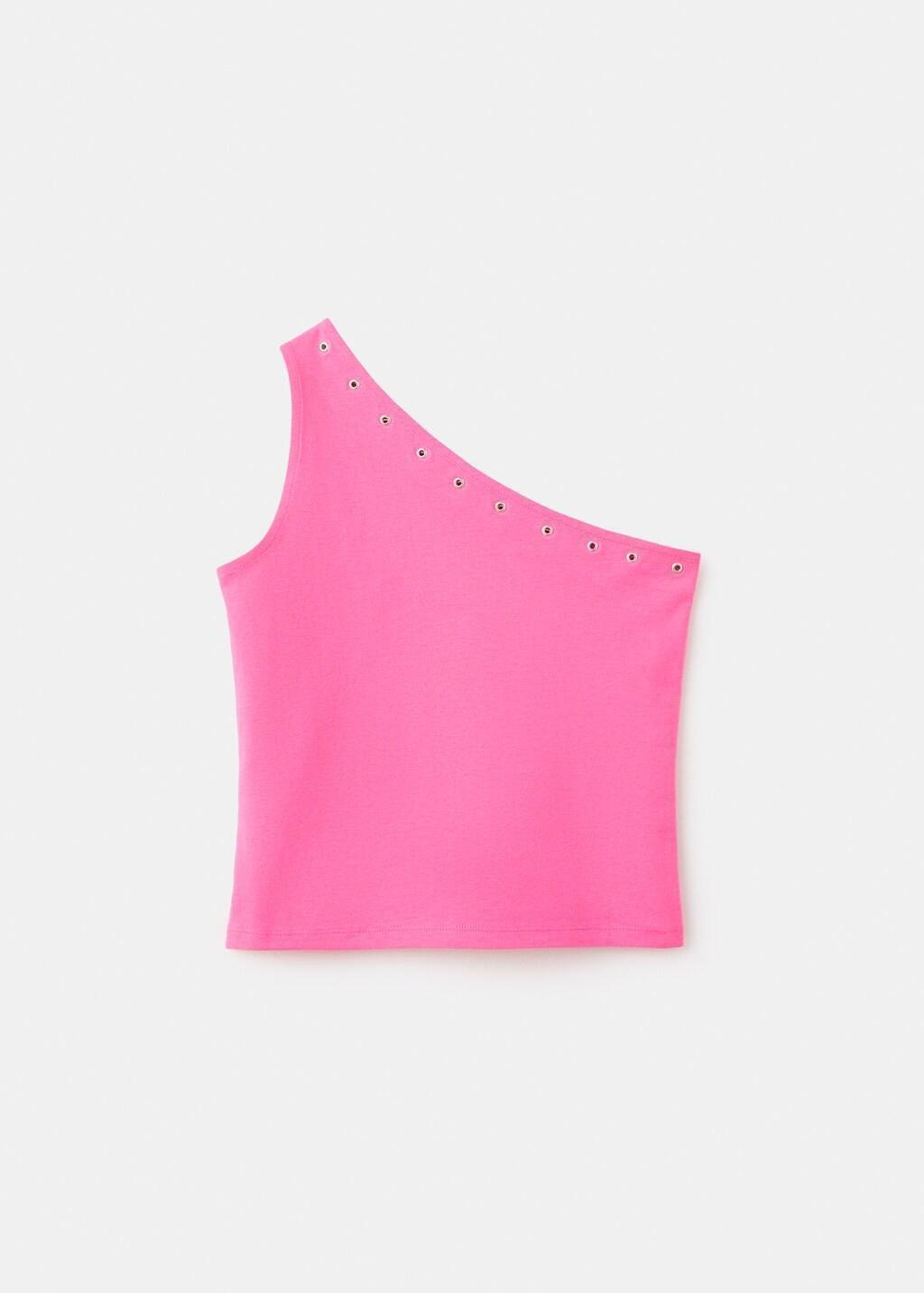 Pink Asymmetric Eyelets Top, Kids Girls, 0201_86, large image number 5