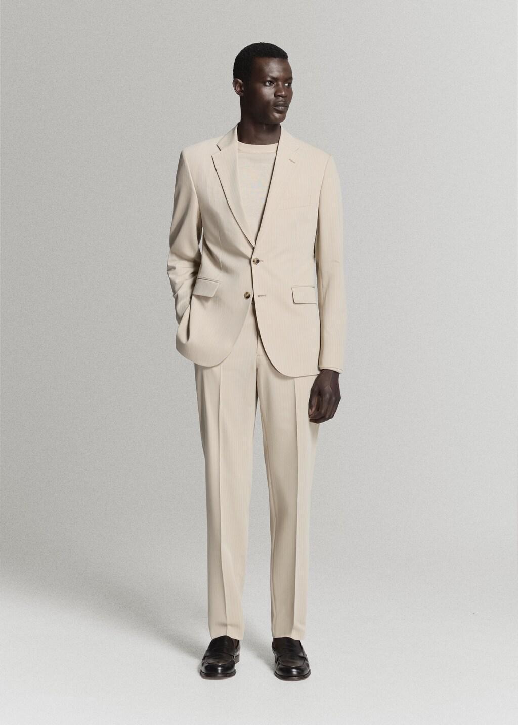 Beige Milan Slim-Fit Suit Jacket, Light Beige, large image number 0
