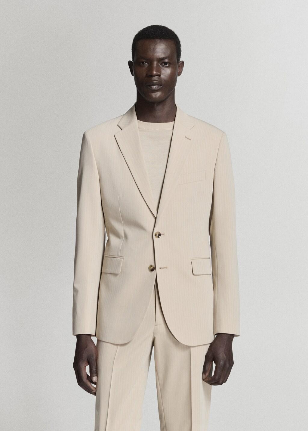 Beige Milan Slim-Fit Suit Jacket, Light Beige, large image number 3