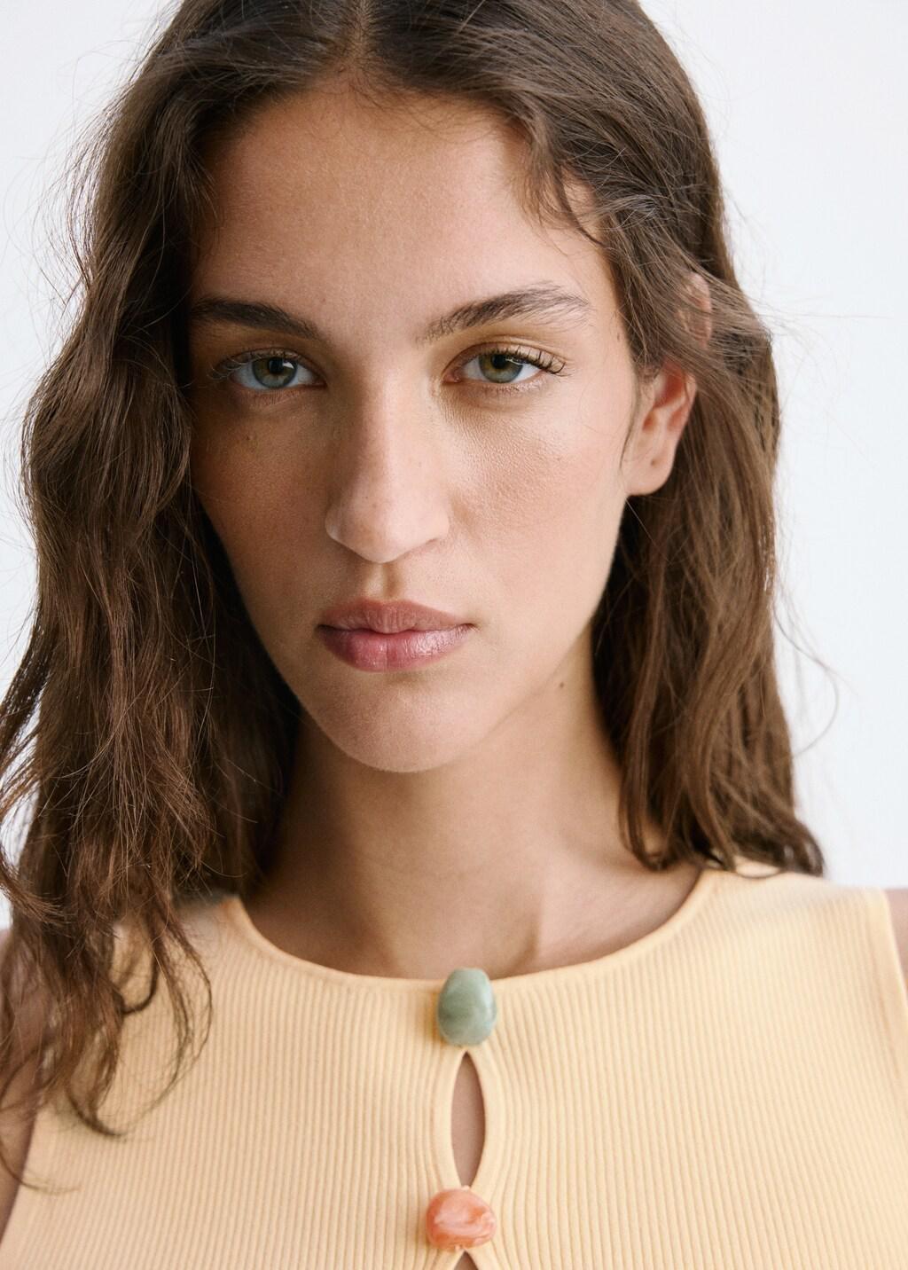YELLOW Ribbed top with beads, Yellow, large image number 4