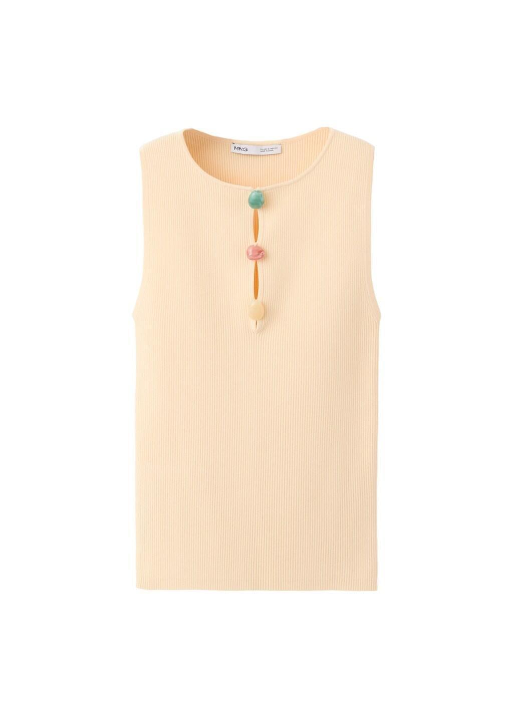YELLOW Ribbed top with beads, Yellow, large image number 6