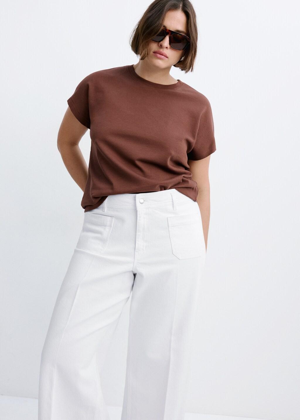 White High-Waisted Wide Leg Jeans, White, large image number 6