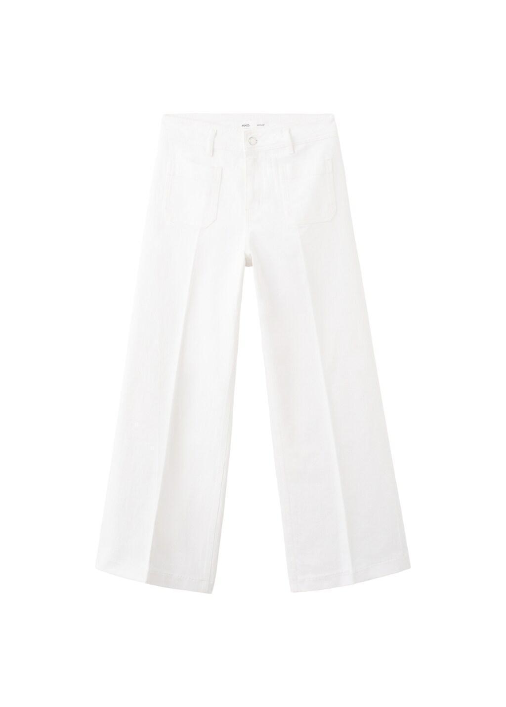 White High-Waisted Wide Leg Jeans, White, large image number 7