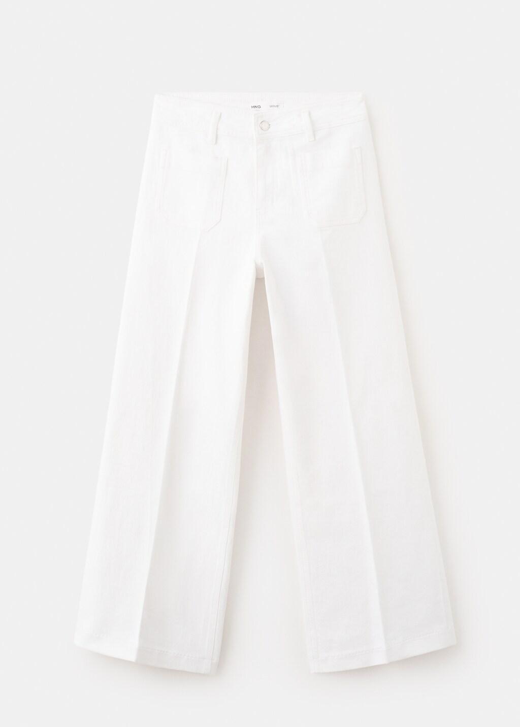 White High-Waisted Wide Leg Jeans, White, large image number 8