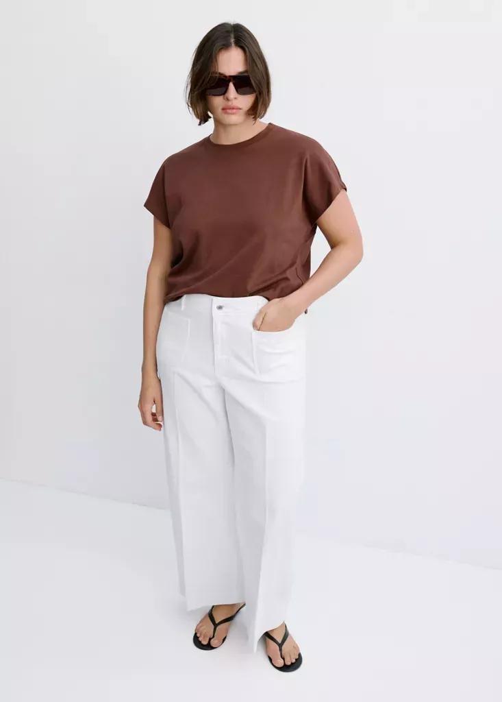 WHITE High-waisted wideleg jeans, White, large image number 12