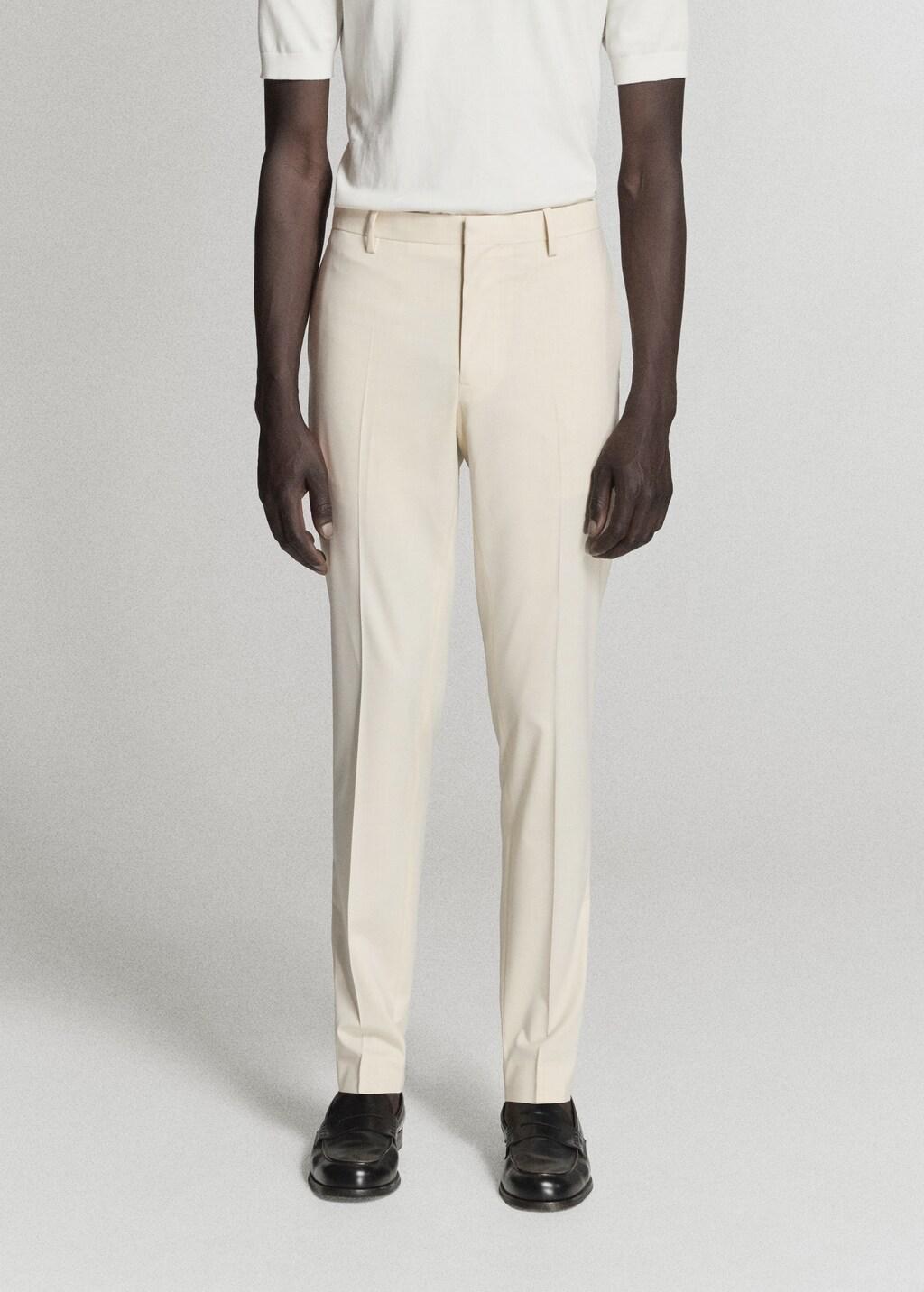 BEIGE Stretch fabric super slim-fit suit trousers, Light Beige, large image number 3