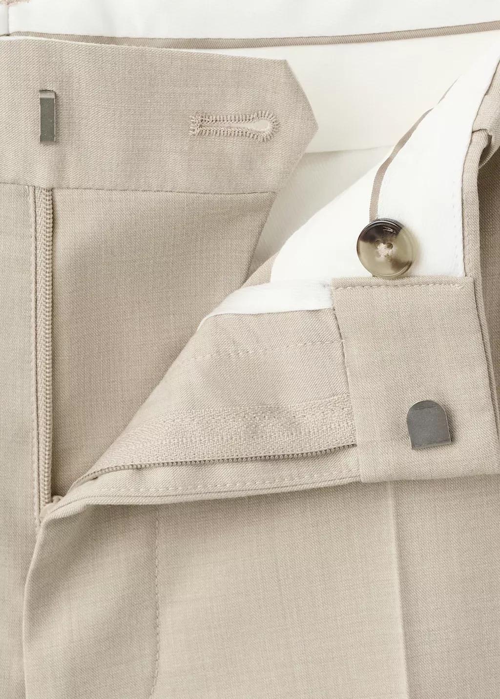 Beige Stretch Fabric Super Slim-Fit Suit Trousers, Light Beige, large image number 1