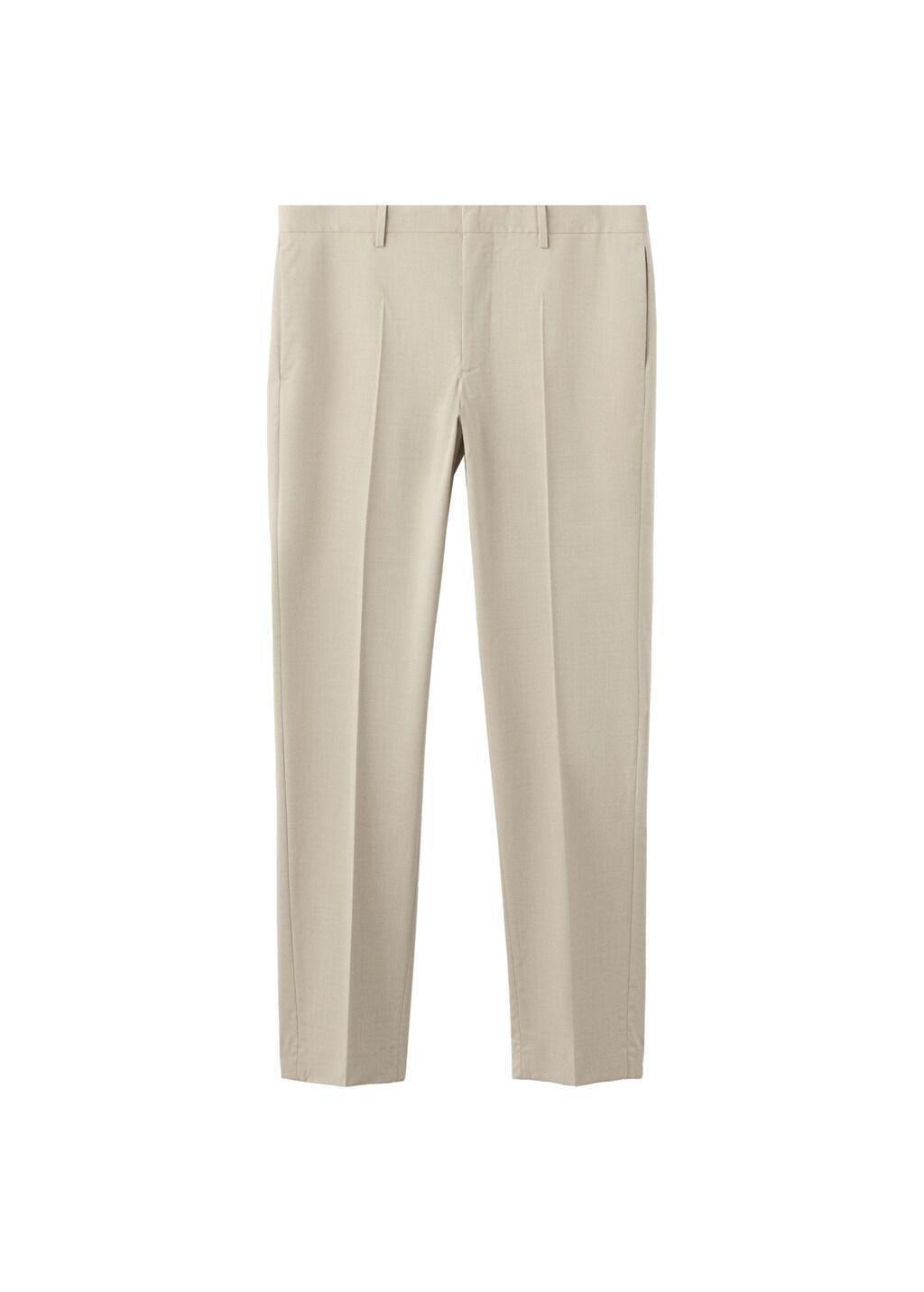 Beige Stretch Fabric Super Slim-Fit Suit Trousers, Light Beige, large image number 6