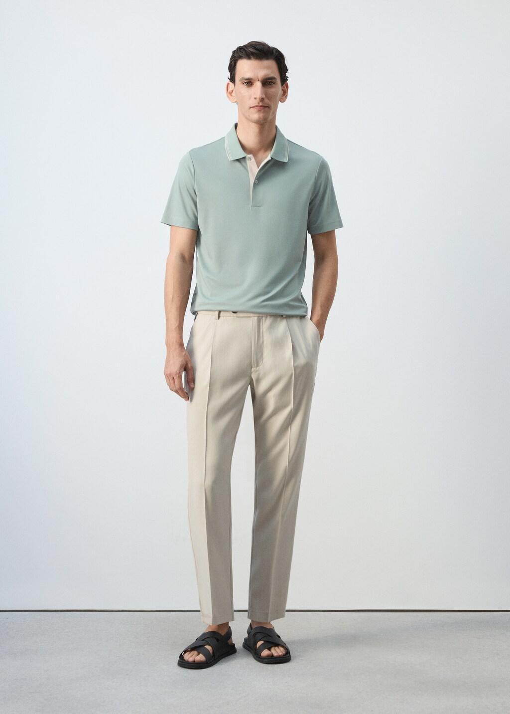 Green Slim Fit Polo Collar Detail, Bright Green, large image number 0