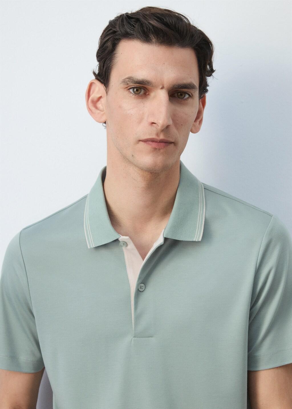 Green Slim Fit Polo Collar Detail, Bright Green, large image number 4
