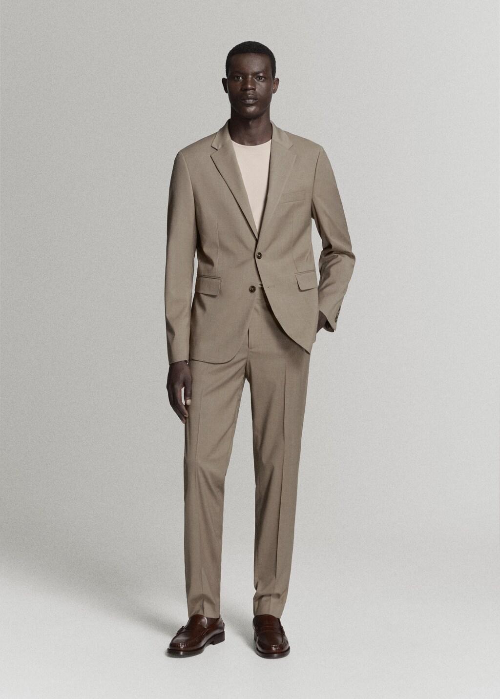 Brown Milan Slim-Fit Suit Trousers, Medium Brown, large image number 0