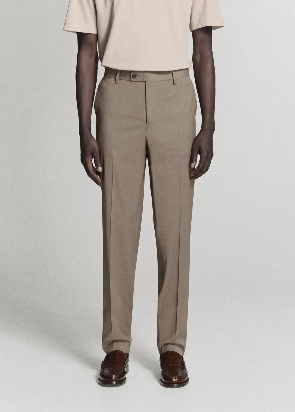 Brown Milan Slim-Fit Suit Trousers, Medium Brown, large image number 3