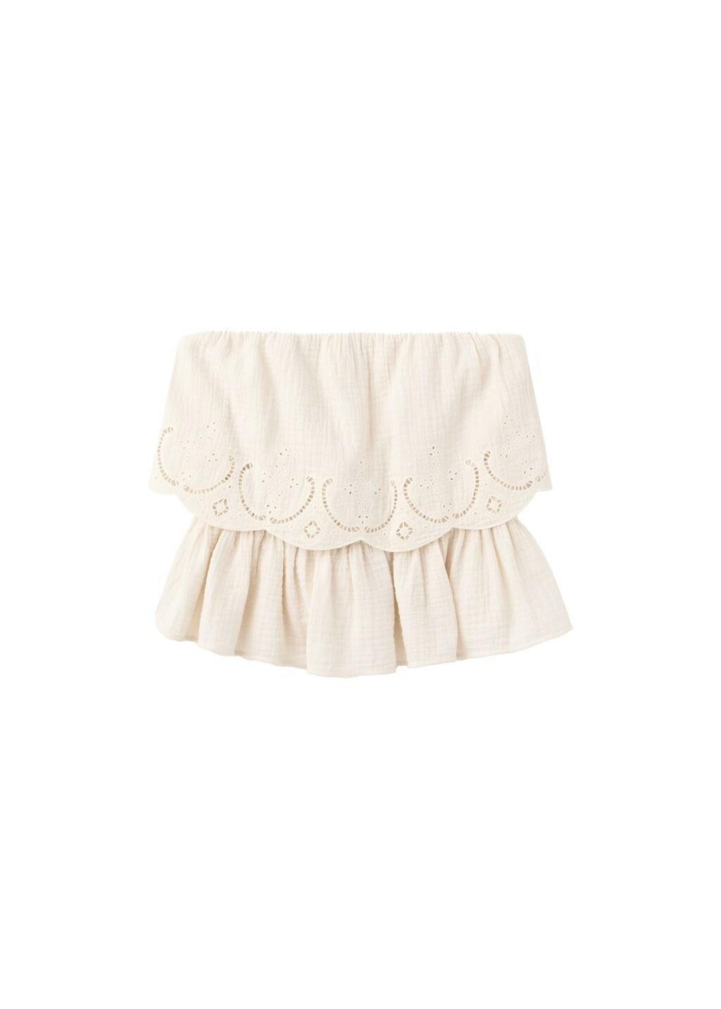 Beige Crinkle Top With Embroidered Details, Light Beige, large image number 6