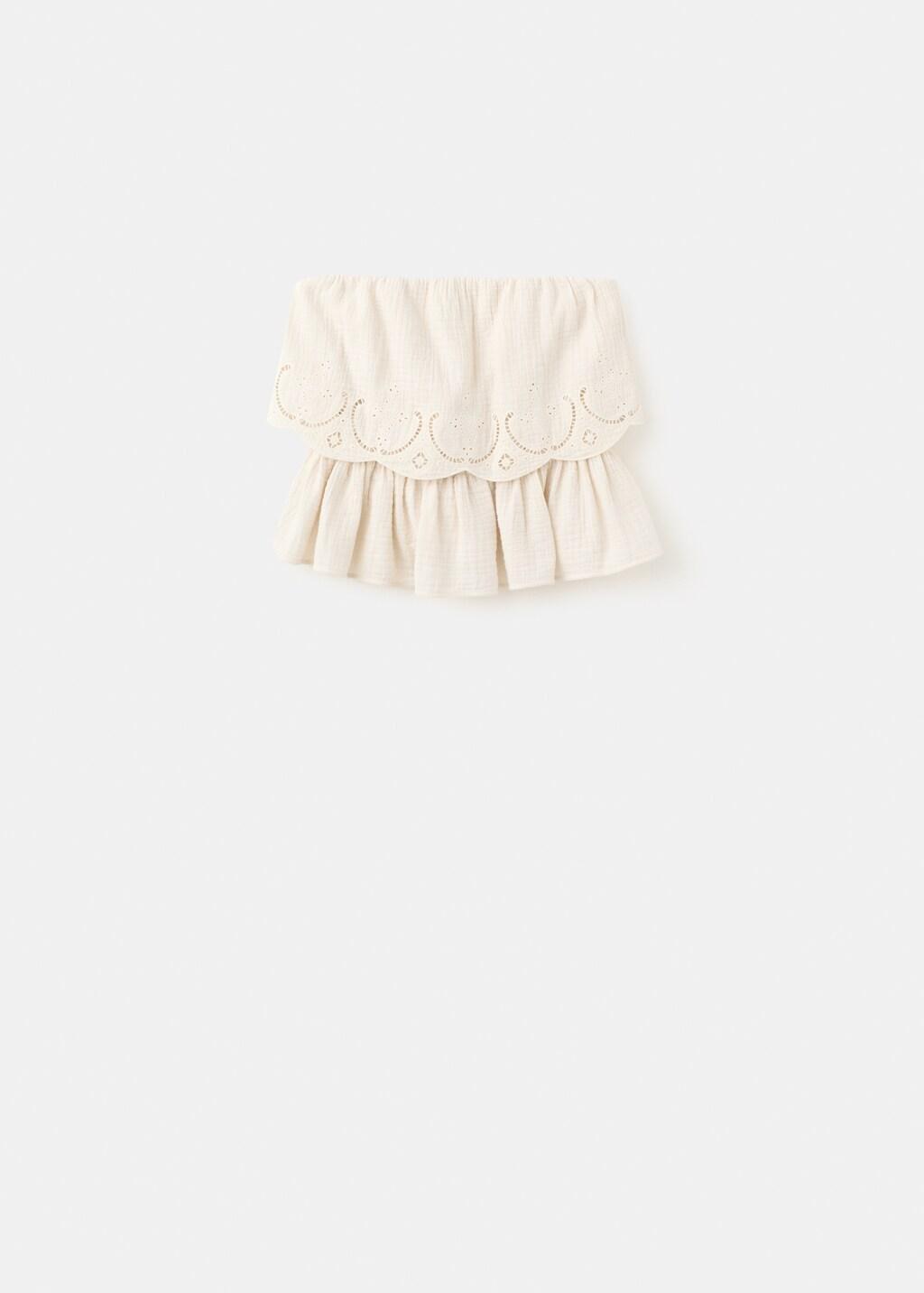 Beige Crinkle Top With Embroidered Details, Light Beige, large image number 7
