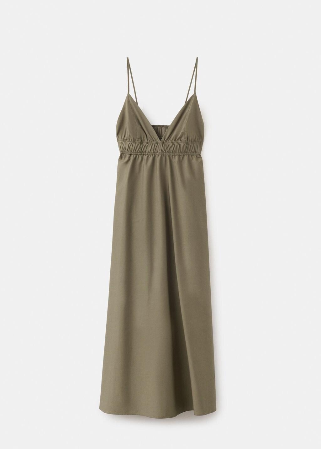 Green Lyocell Dress With Gathered V-Neck, Green, large image number 7