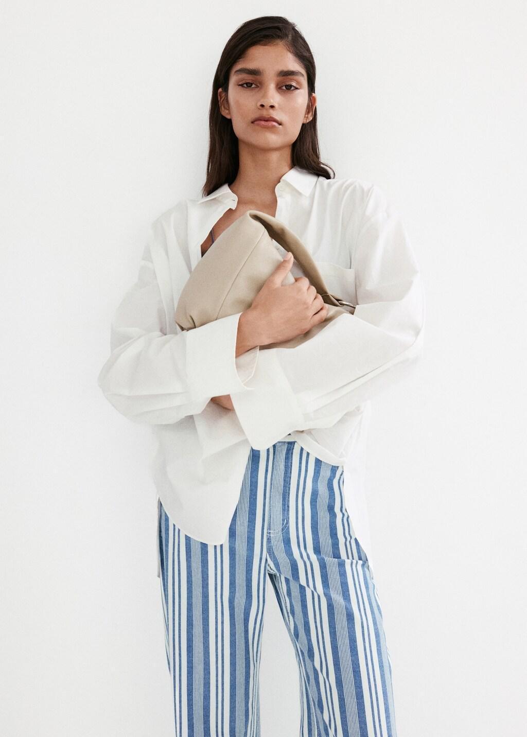 Blue Straight Striped Jeans, Medium Blue, large image number 3