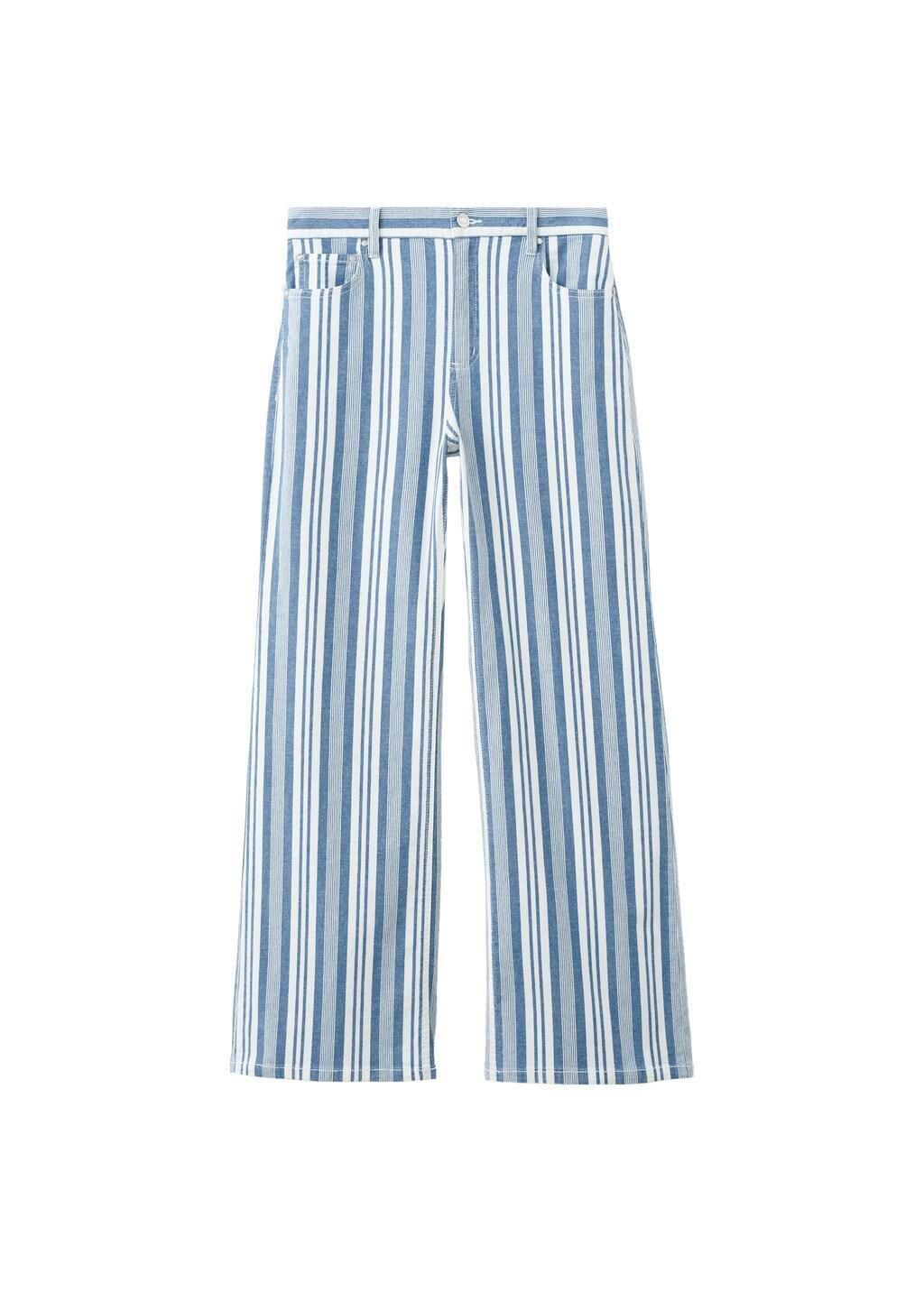 Blue Straight Striped Jeans, Medium Blue, large image number 6