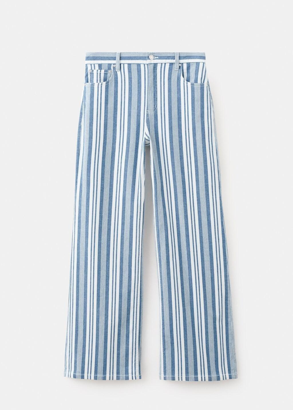 Blue Straight Striped Jeans, Medium Blue, large image number 7