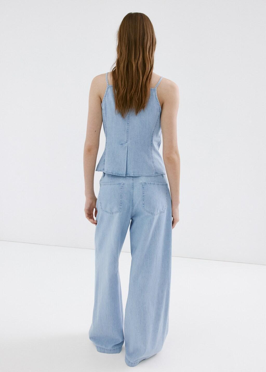 Blue Wide Leg Mid-Rise Jeans, Open Blue, large image number 2