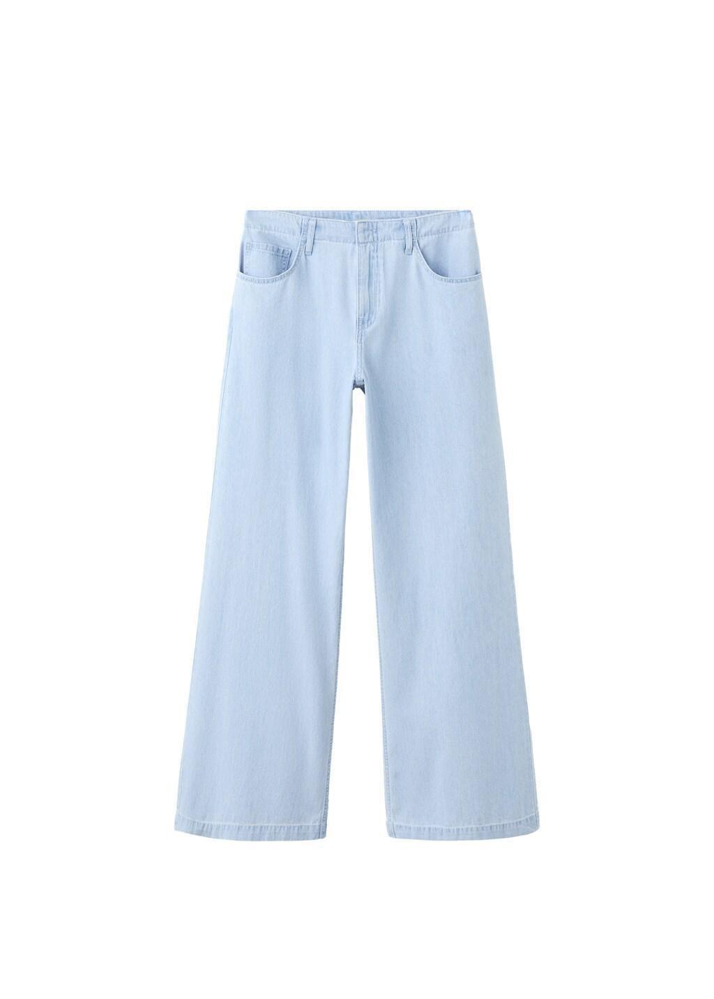Blue Wide Leg Mid-Rise Jeans, Open Blue, large image number 7