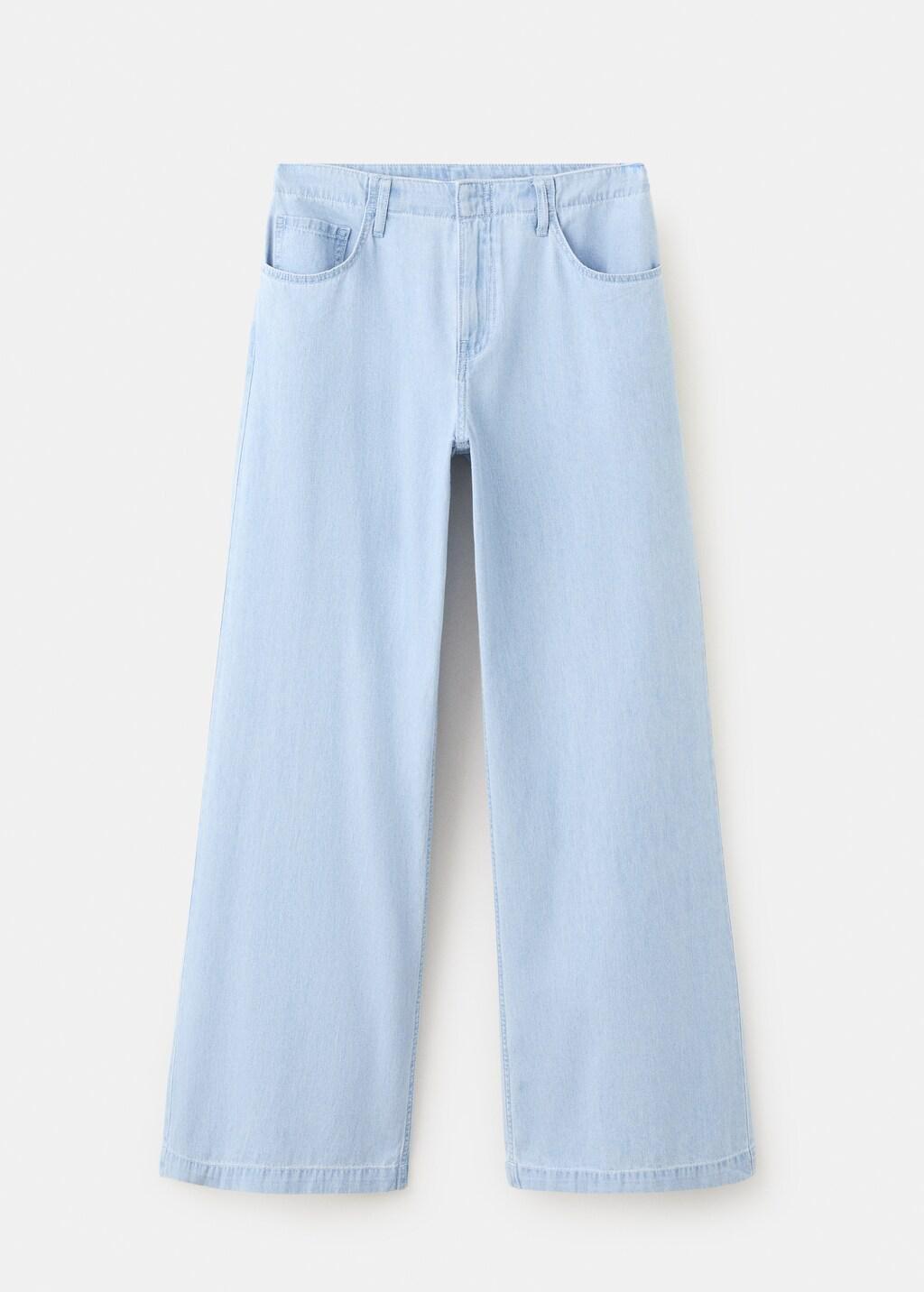 Blue Wide Leg Mid-Rise Jeans, Open Blue, large image number 8