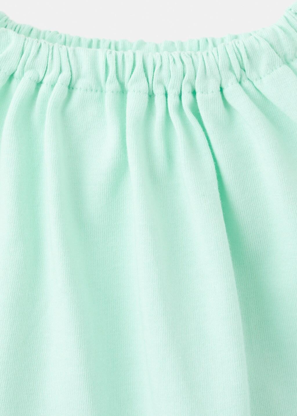 Green Cotton T-Shirt With Tie Details, Kids Girls, Green, large image number 1