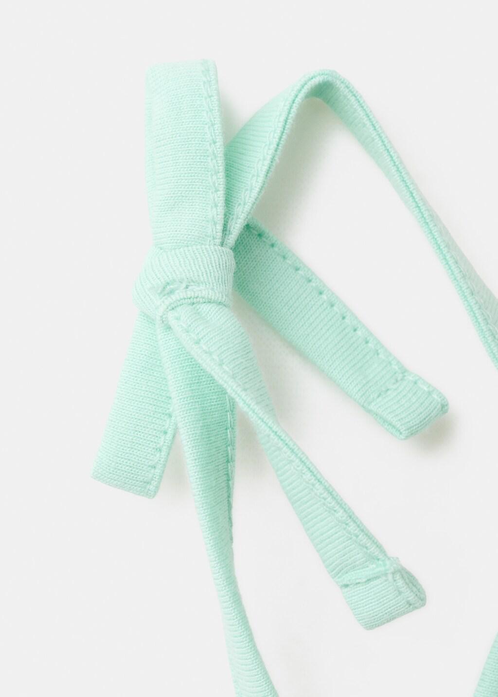 Green Cotton T-Shirt With Tie Details, Kids Girls, Green, large image number 3