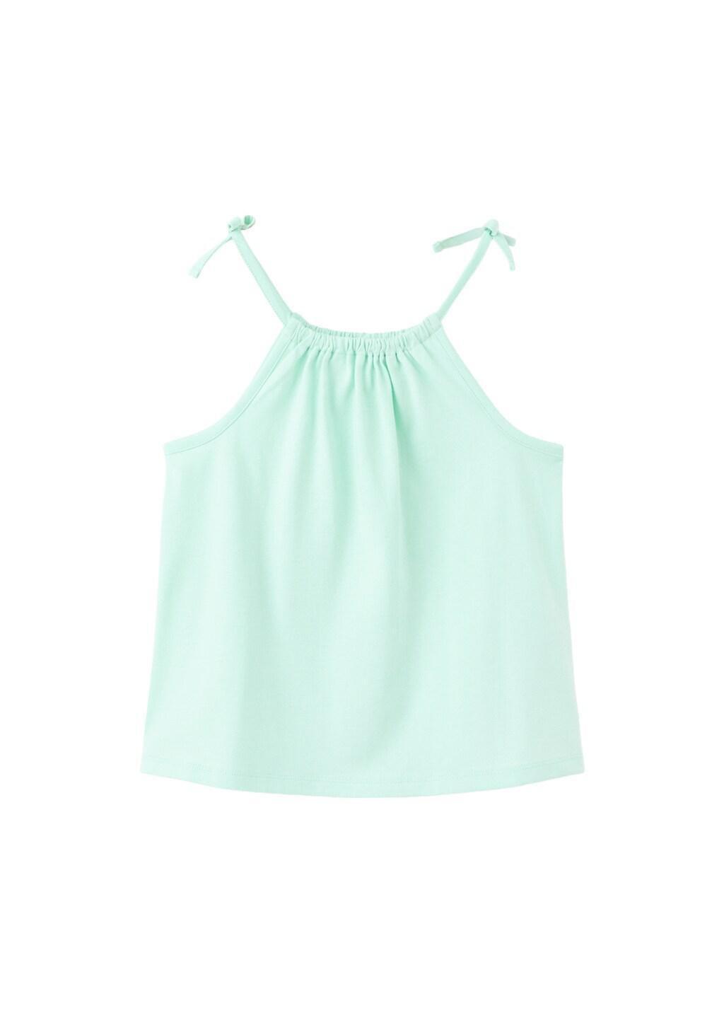 Green Cotton T-Shirt With Tie Details, Kids Girls, Green, large image number 4