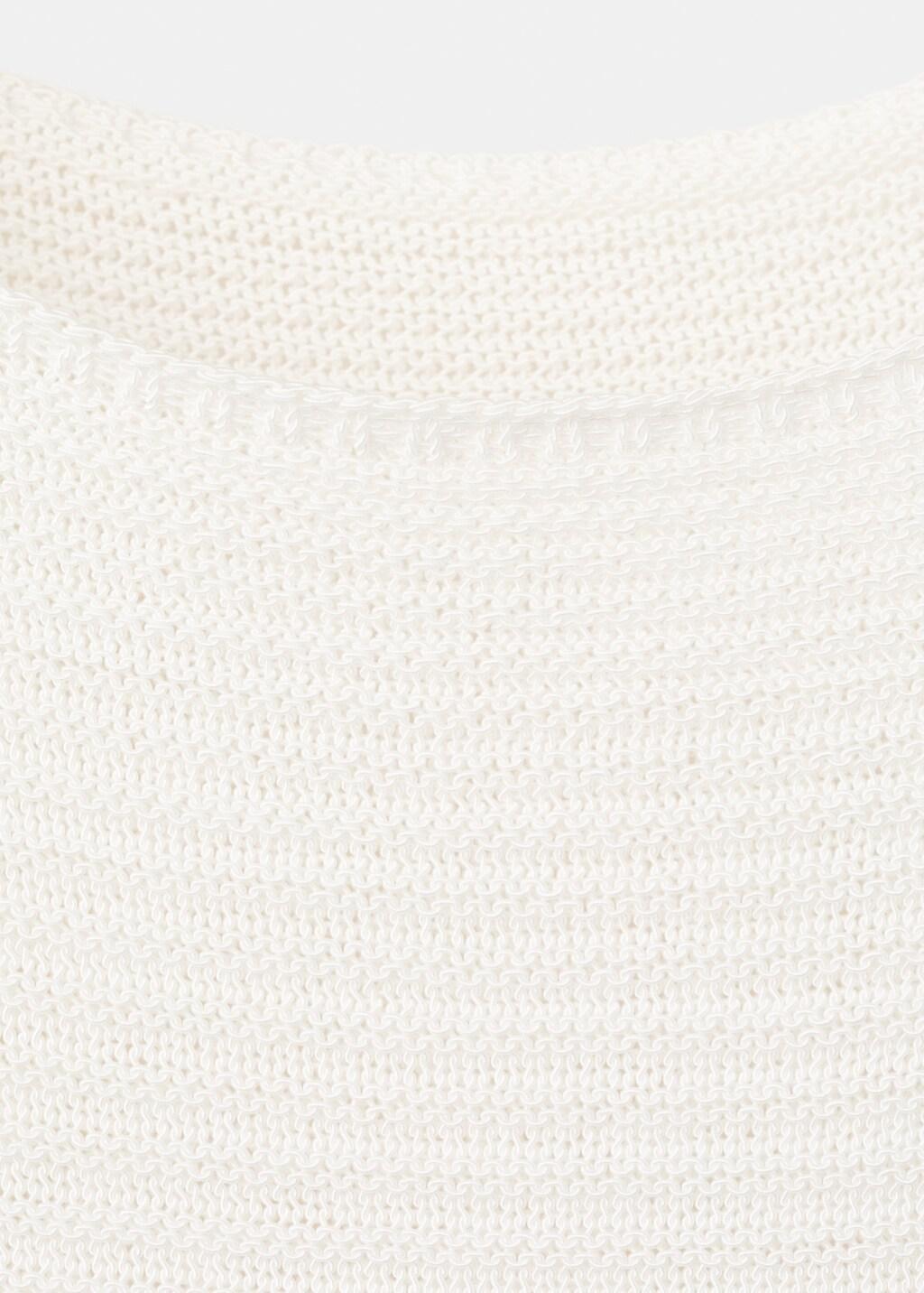 White Short-Sleeved Knitted Sweater, Natural White, large image number 1