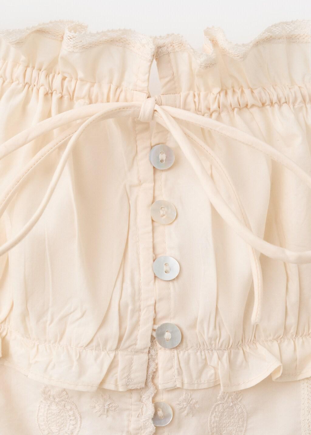 Beige Ruffled Top With Embroidered Details, Light Beige, medium