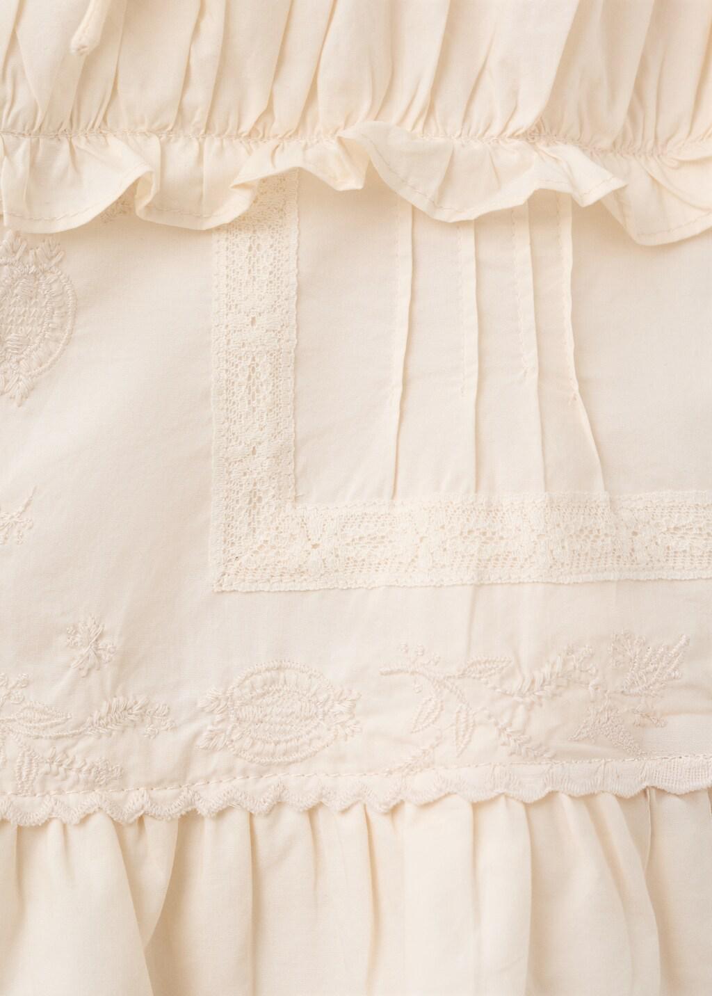 Beige Ruffled Top With Embroidered Details, Light Beige, large image number 4