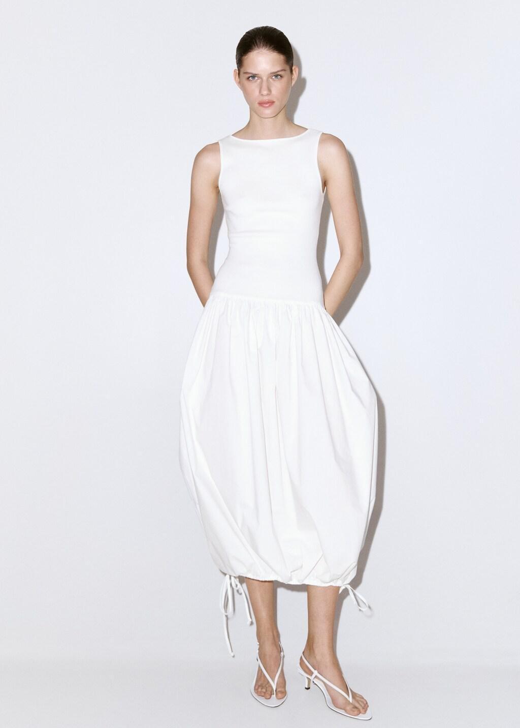White Knitted Dress With Open Back, White, large image number 0