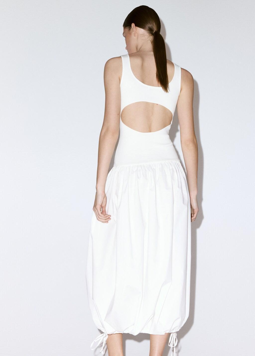 White Knitted Dress With Open Back, White, large image number 2