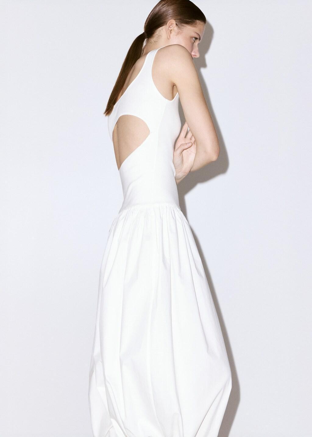 White Knitted Dress With Open Back, White, large image number 3