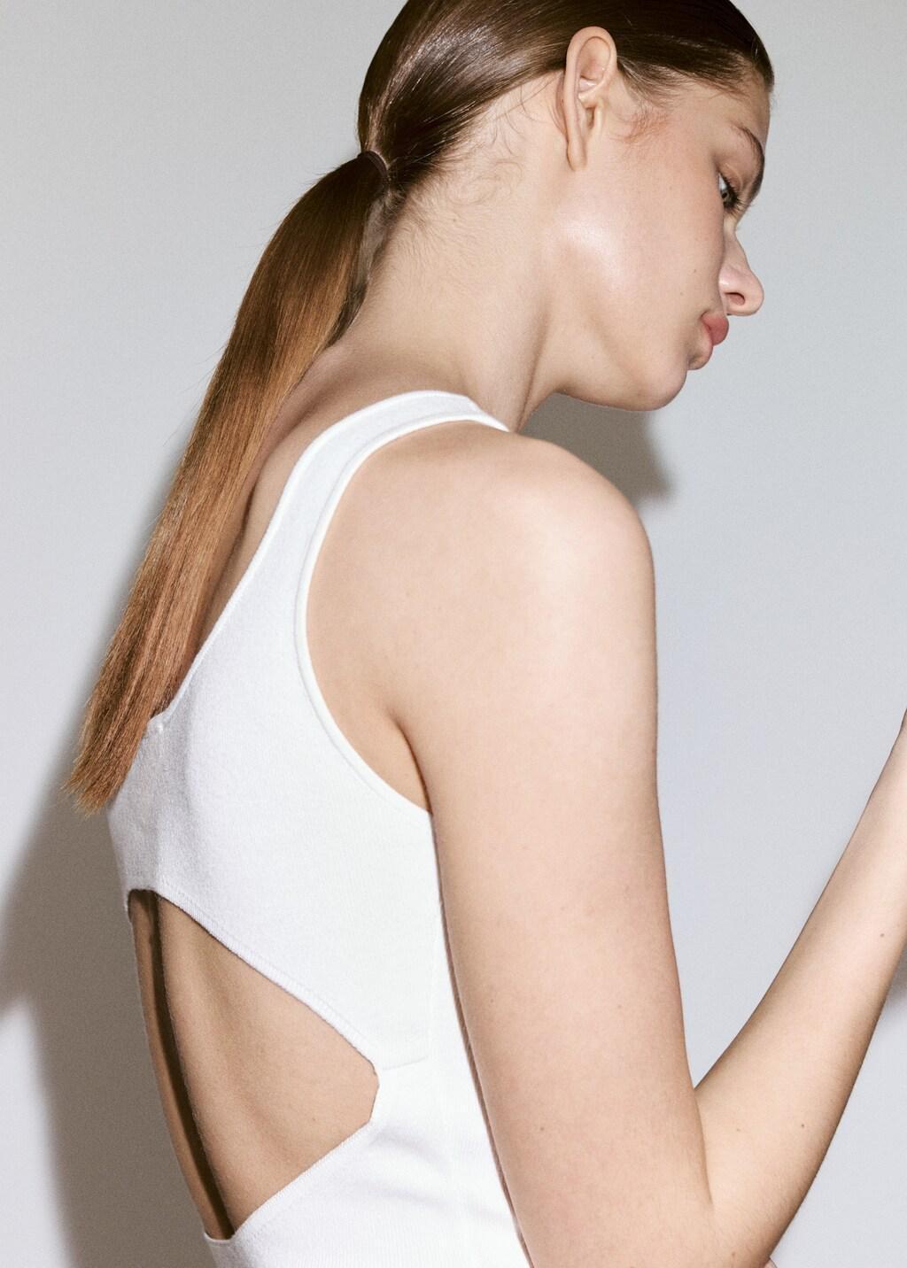 White Knitted Dress With Open Back, White, large image number 4