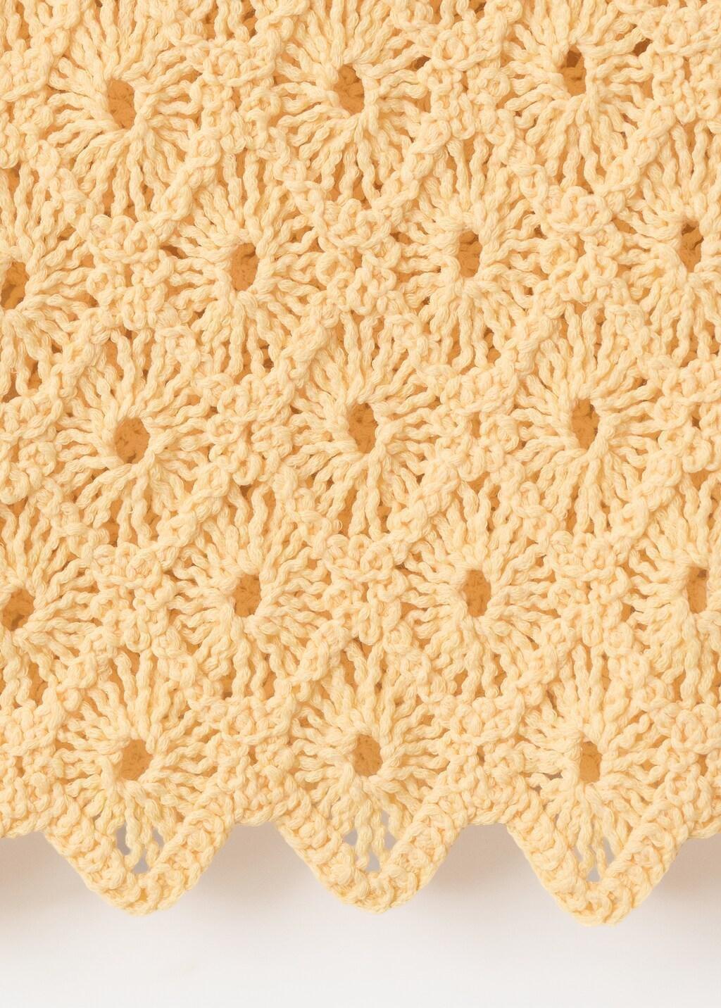 Yellow Scalloped Openwork Knit Cardigan, Yellow, large image number 5