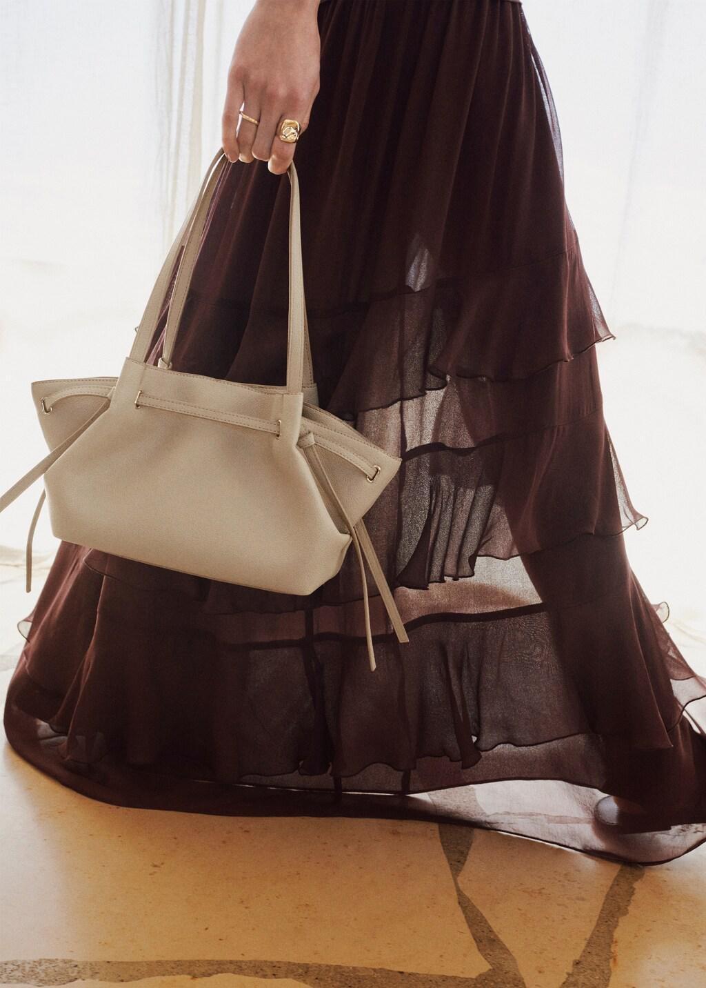 White Medium Faux Leather Shoulder Bag, Natural White, large image number 0