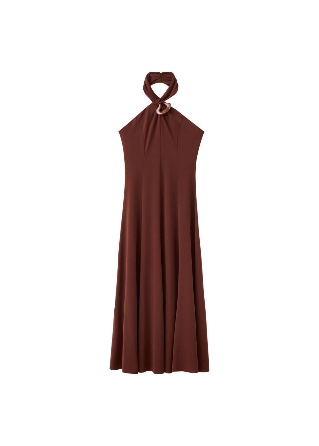 Orange Halter-Neck Knitted Dress, Medium Orange, large image number 6