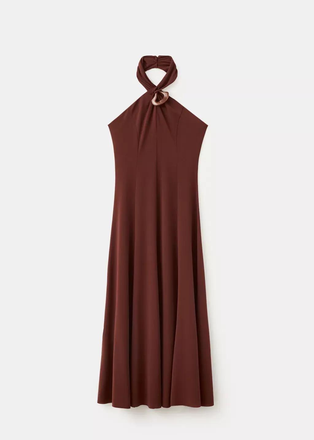 Orange Halter-Neck Knitted Dress, Medium Orange, large image number 7