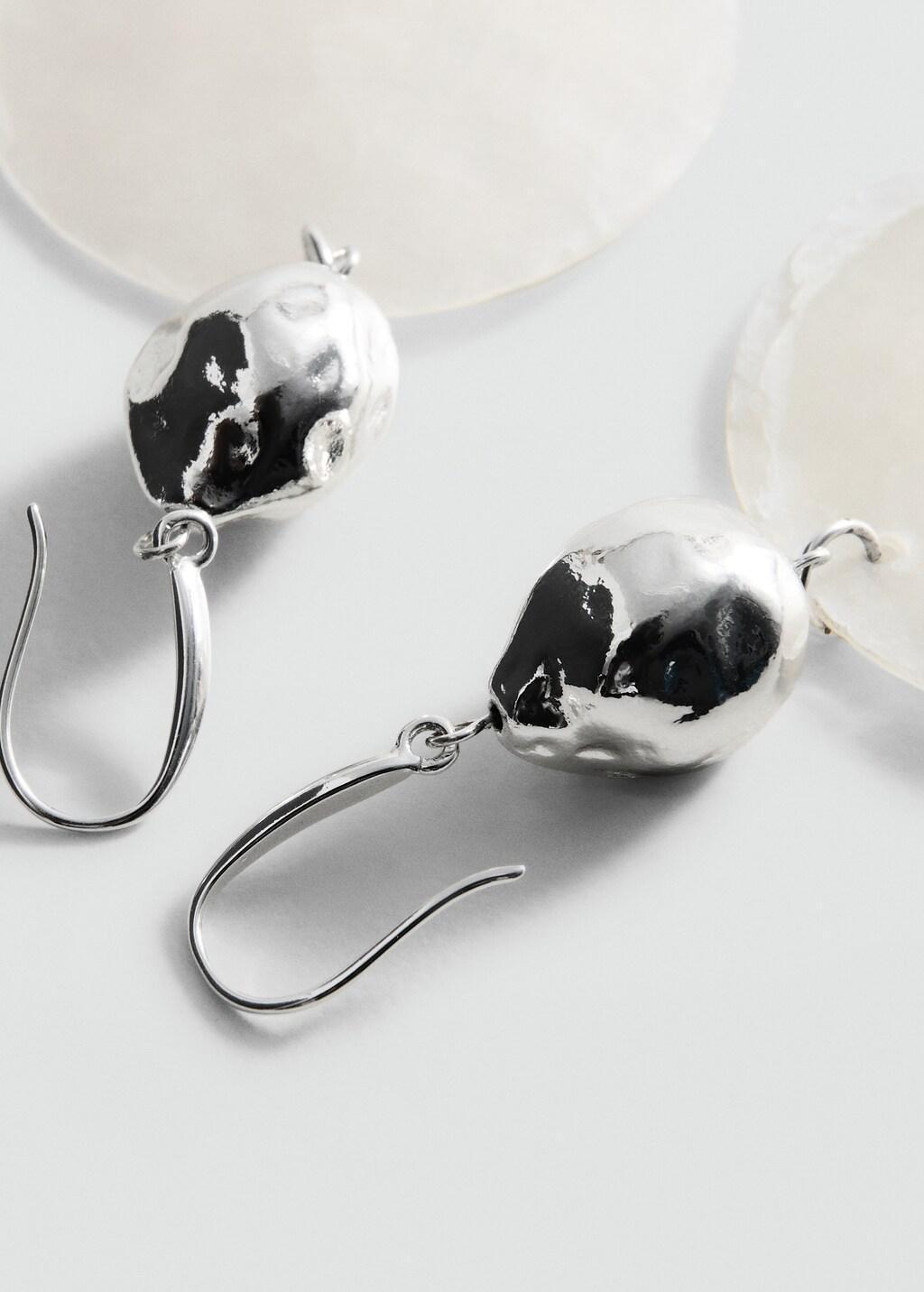 SILVER Shell pendant earrings, Silver, large image number 1