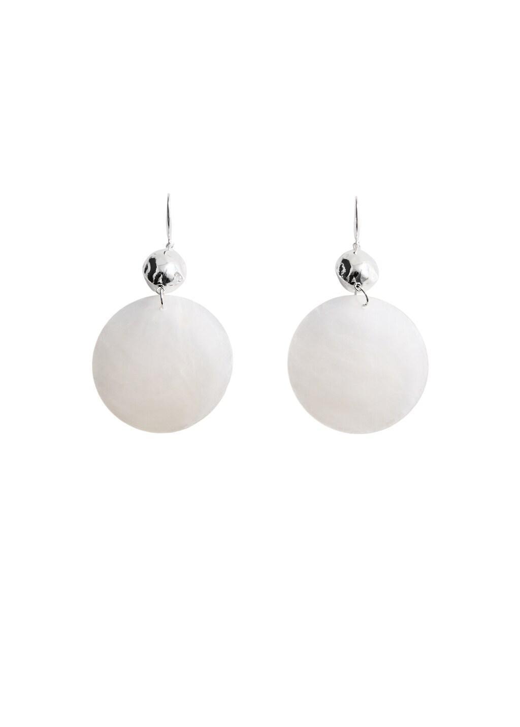 SILVER Shell pendant earrings, Silver, large image number 2