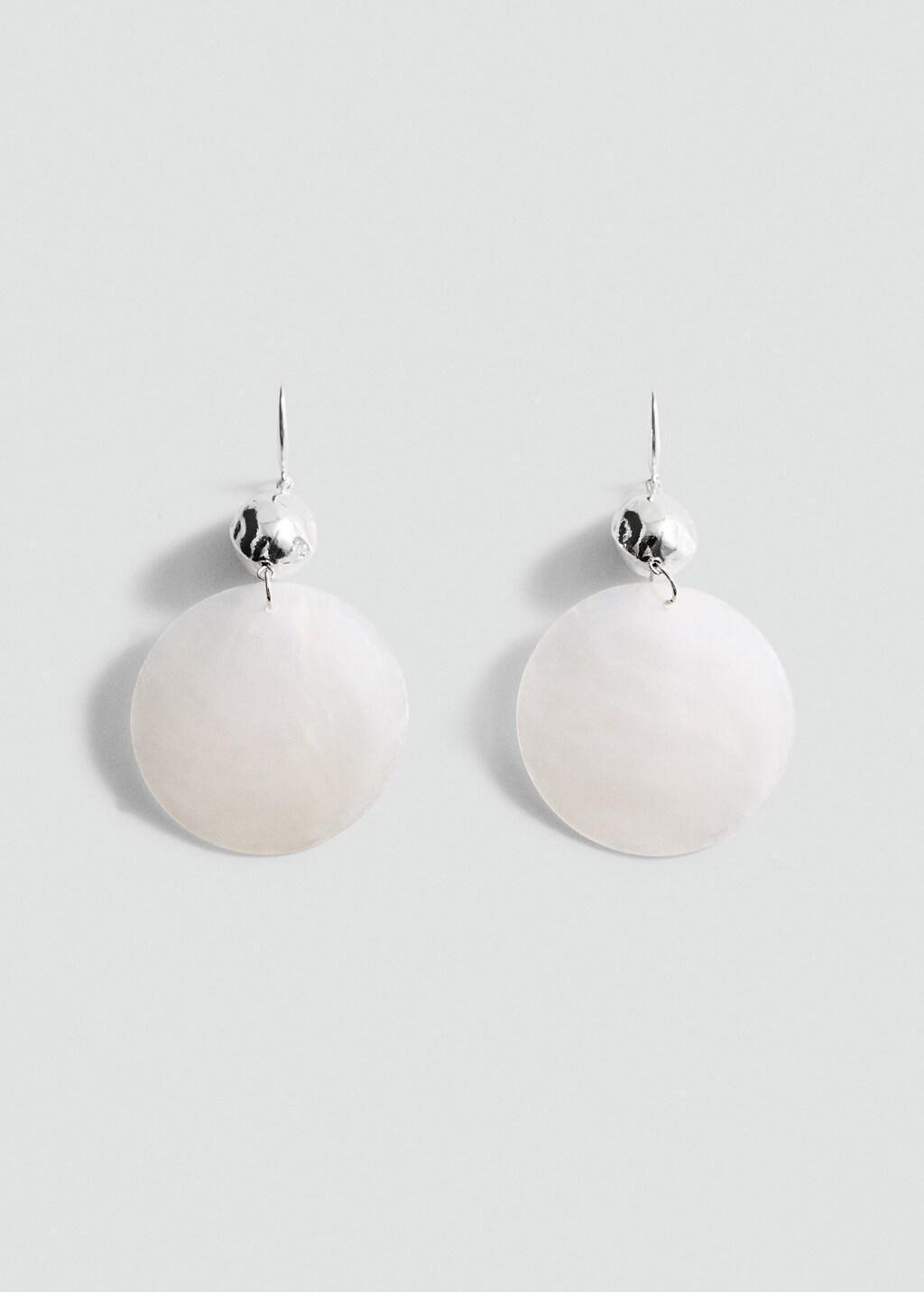 SILVER Shell pendant earrings, Silver, large image number 3