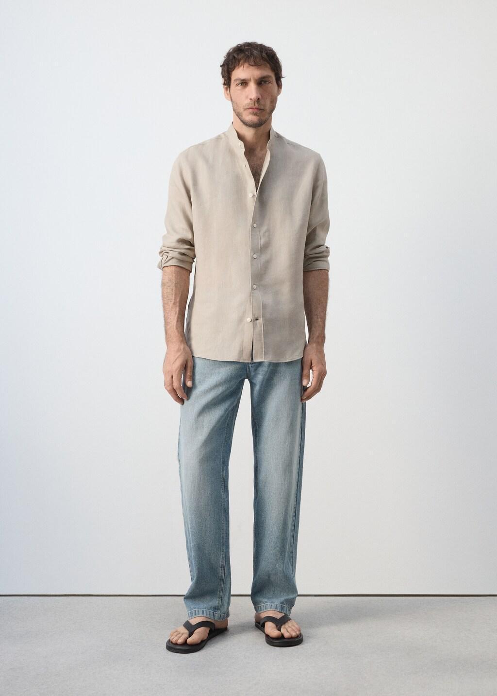 Regular-Fit Linen Shirt, Light Pastel Brown, large image number 0