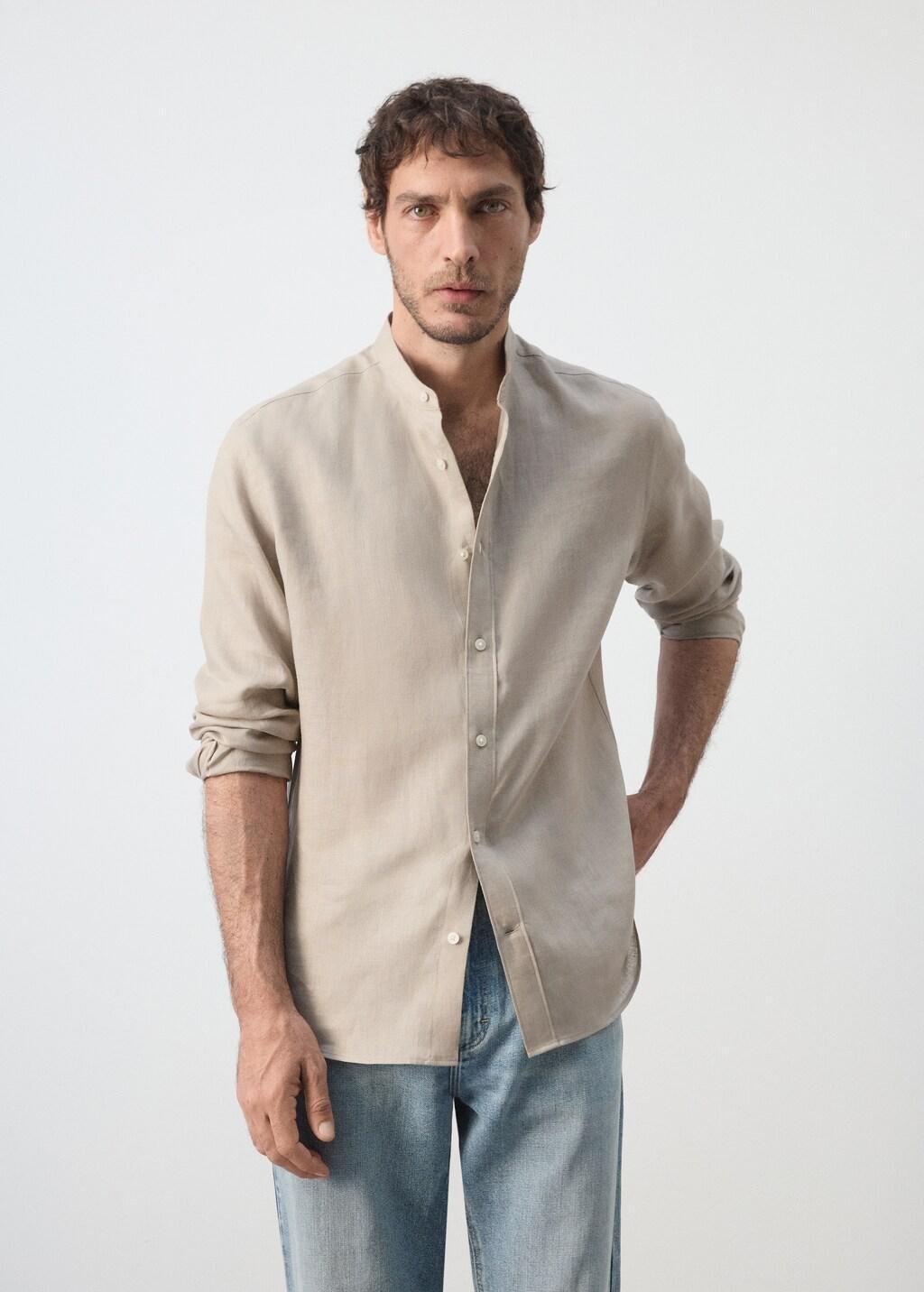 Regular-Fit Linen Shirt, Light Pastel Brown, large image number 3