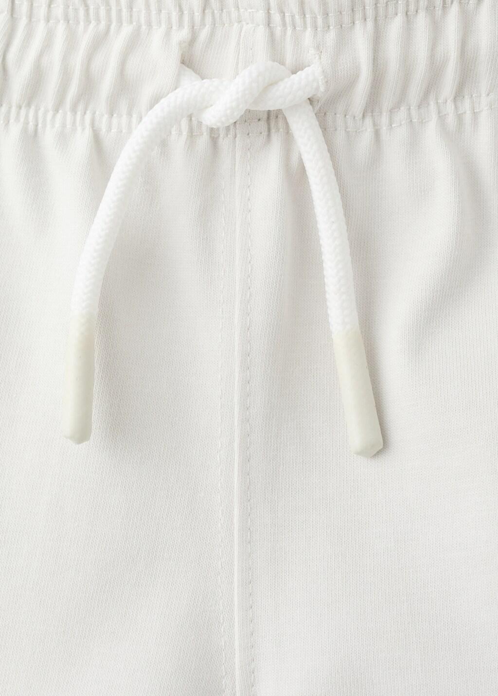 White Cotton Shorts With Drawstring, Baby Boy, Natural White, large image number 1