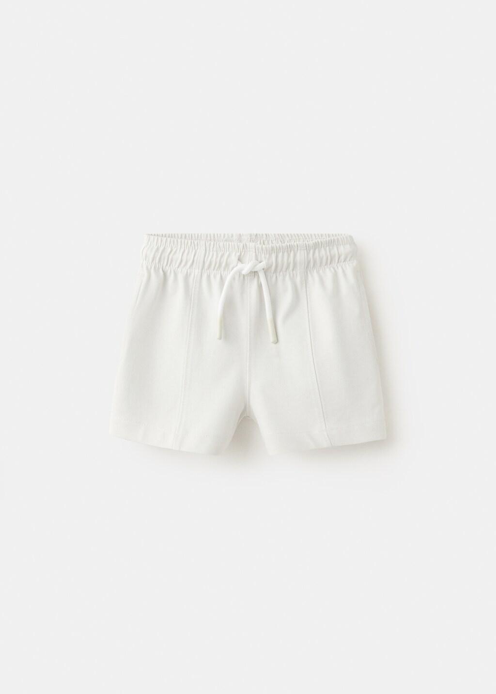 White Cotton Shorts With Drawstring, Baby Boy, Natural White, large image number 6