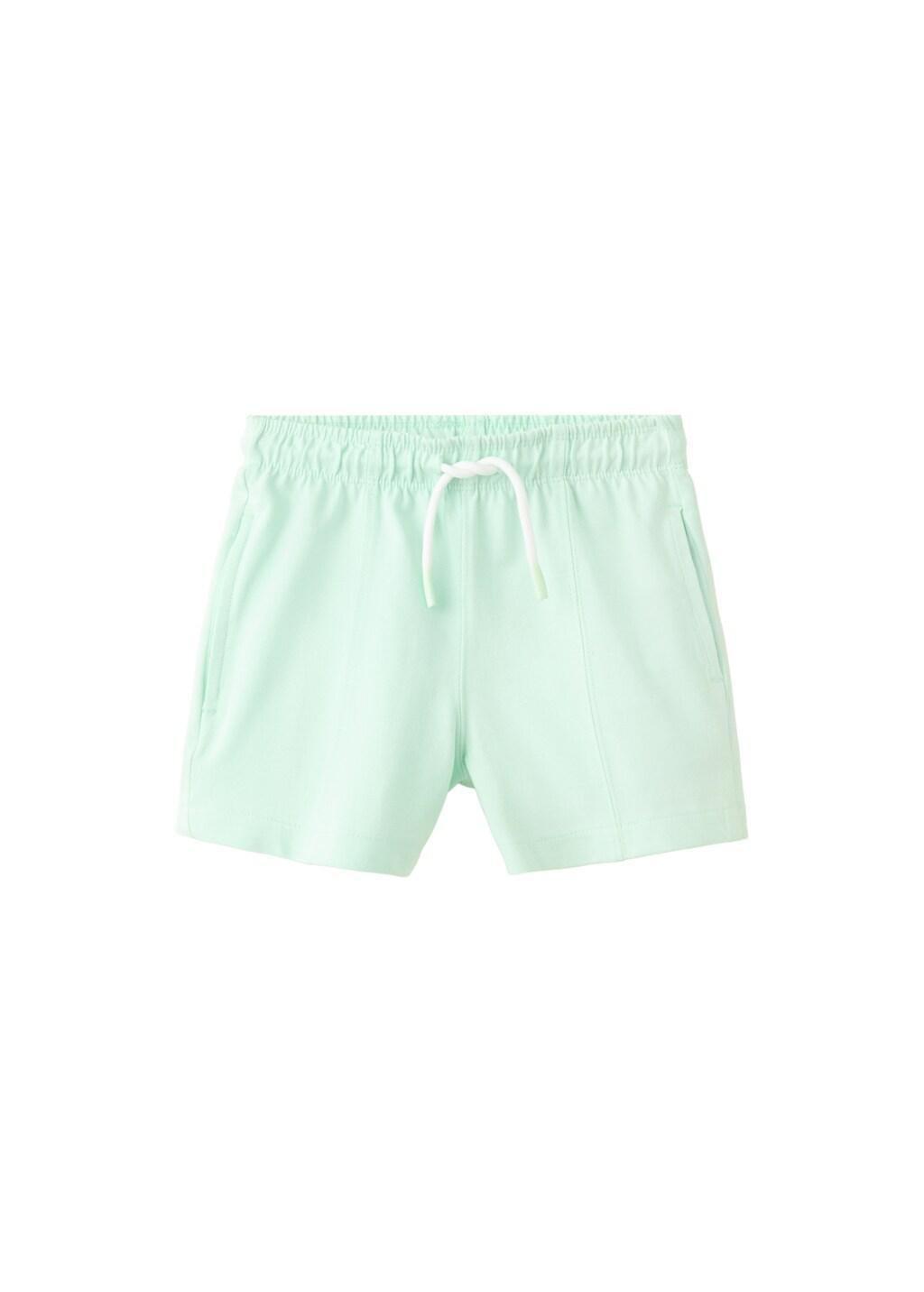 Green Cotton Shorts With Drawstring, Baby Boys, Turquoise - Aqua, large image number 5