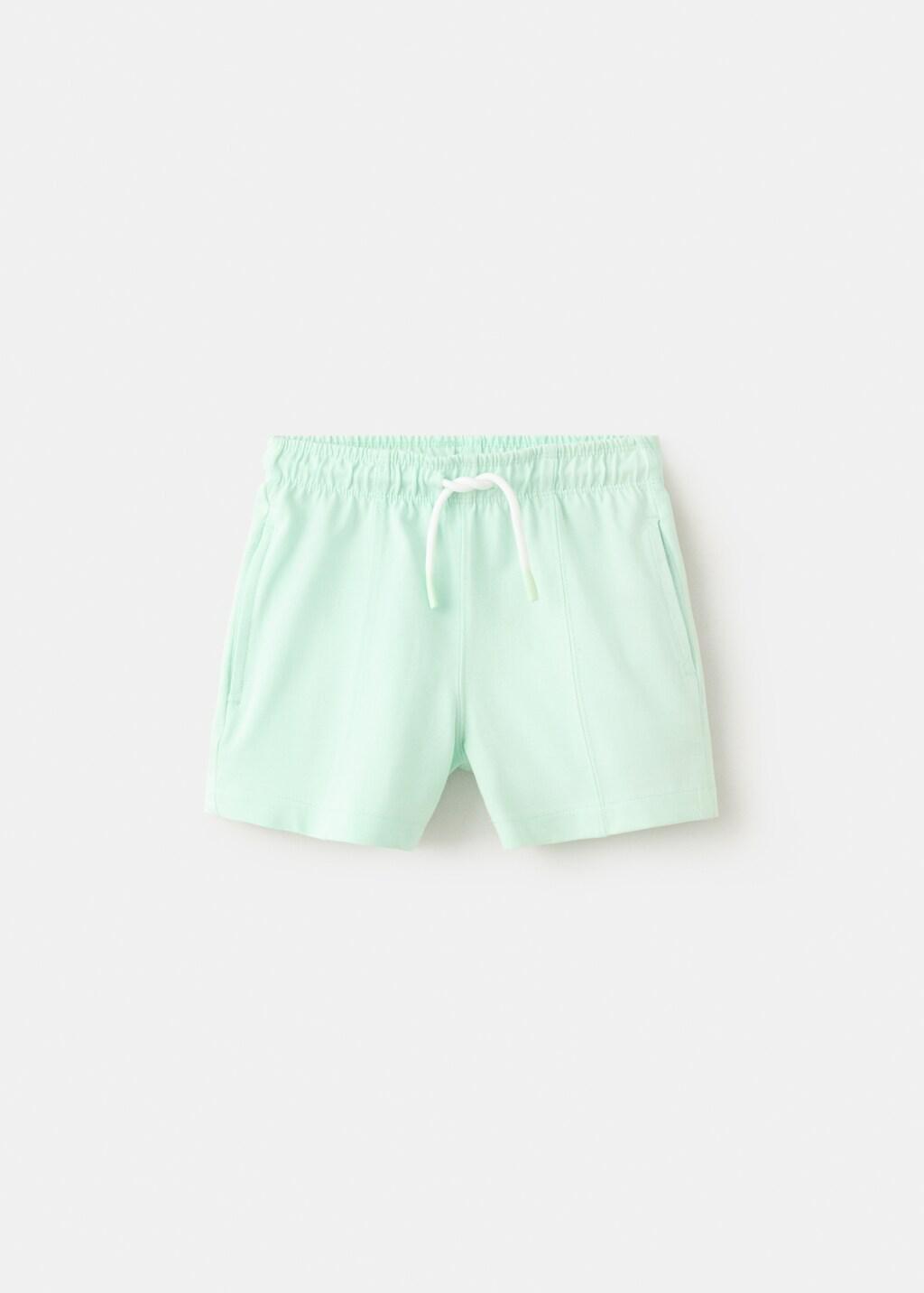 Green Cotton Shorts With Drawstring, Baby Boys, Turquoise - Aqua, large image number 6